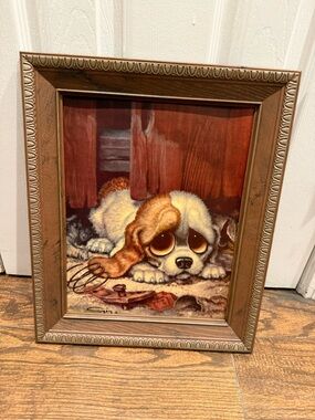 Vintage "Pity Puppy" Frame Artwork